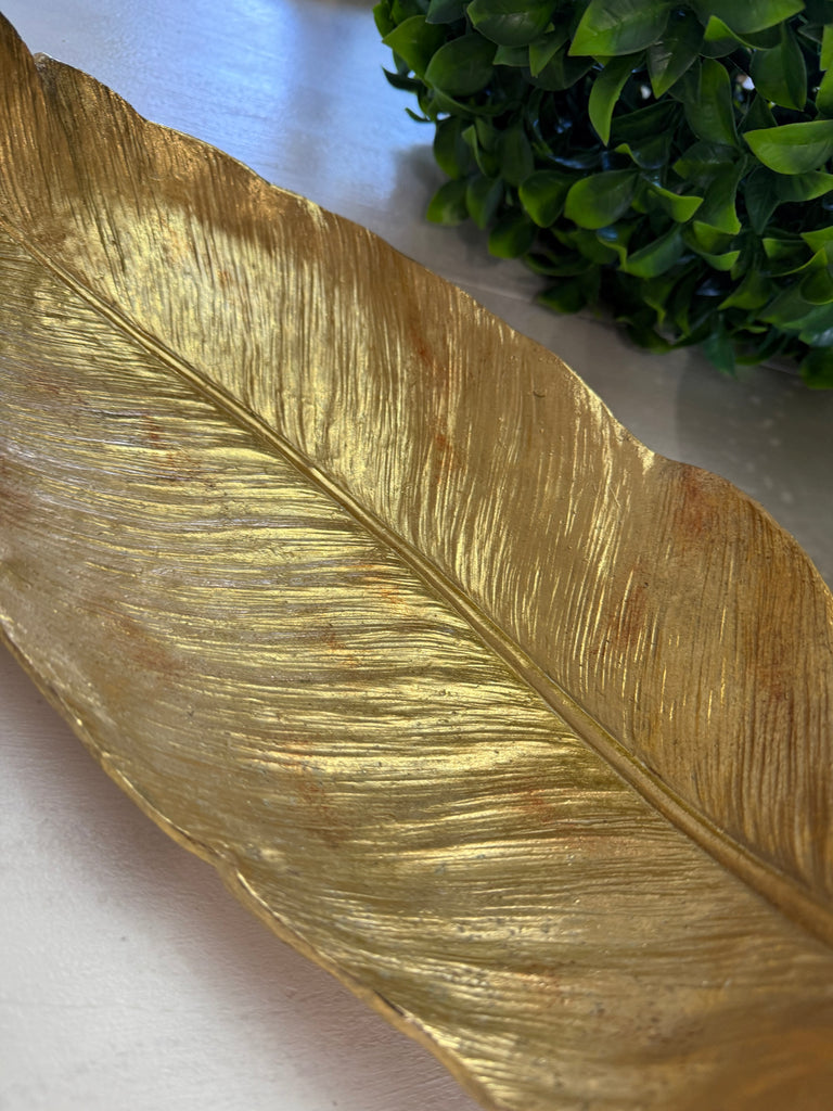 Gold Coloured Feather Tray