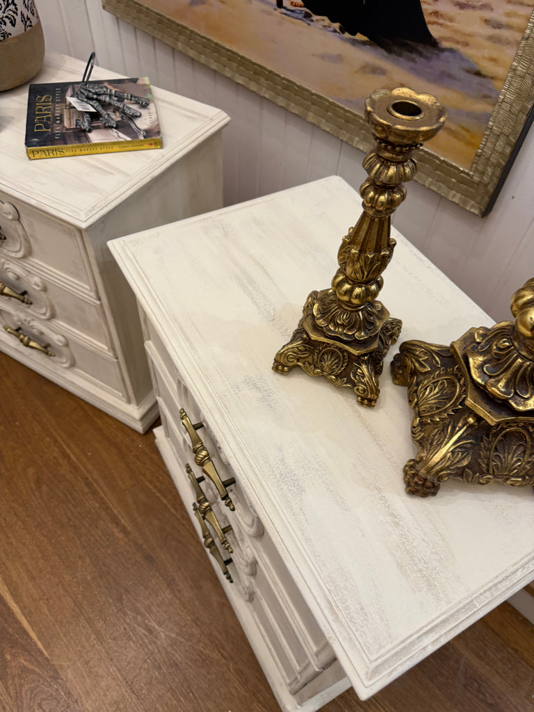 2 x Vintage French Provincial Style Bedside Tables