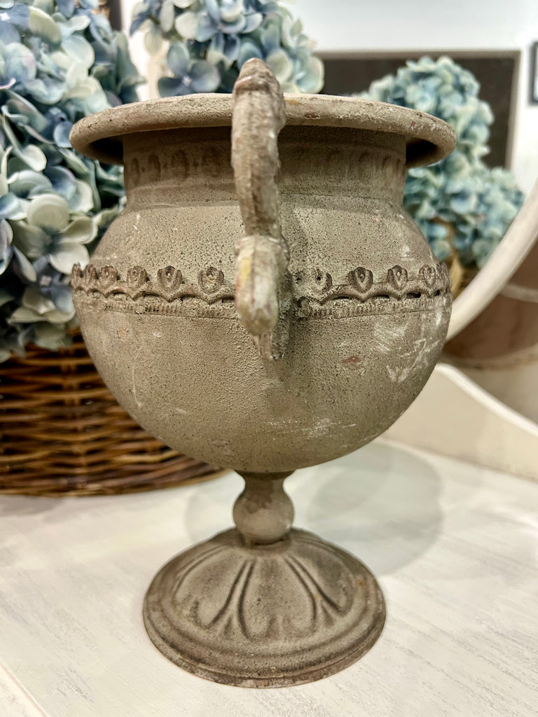 Rustic look metal urn