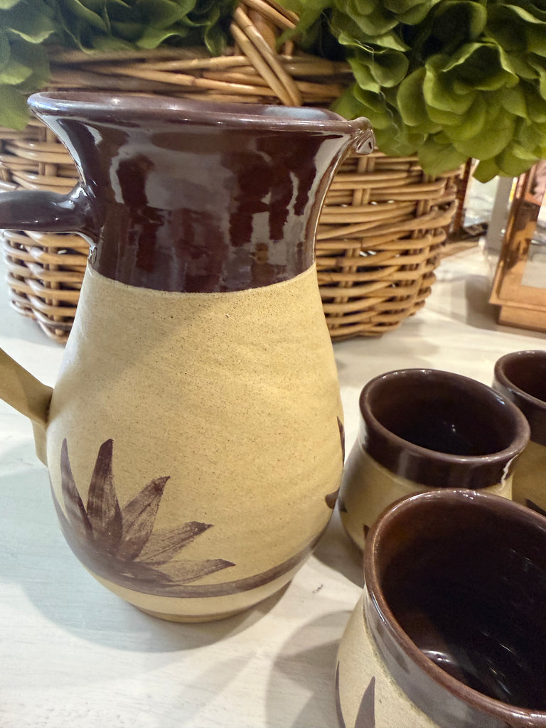 Vintage Pottery Set with Jug and 6 tumblers