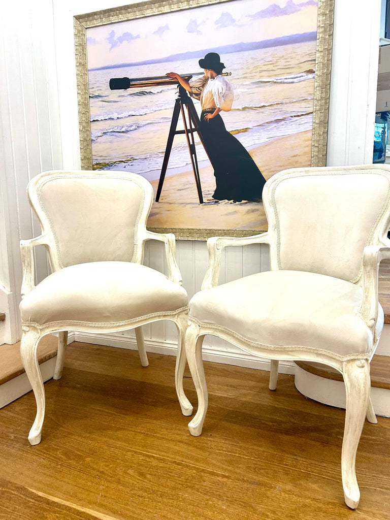 2 x Queen Anne French Provincial Style Armchairs