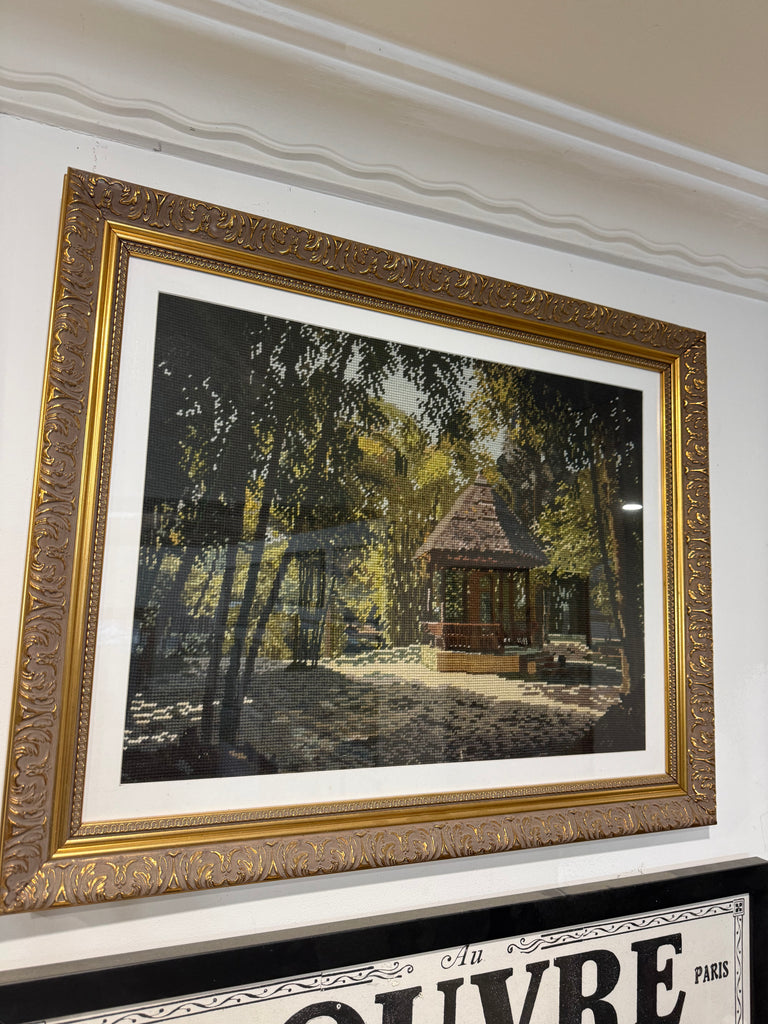 Vintage Framed Tapestry Park Gazebo