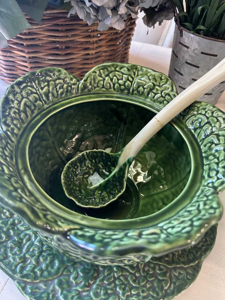 Vintage Green Cabbage Soup Tureen Bowl