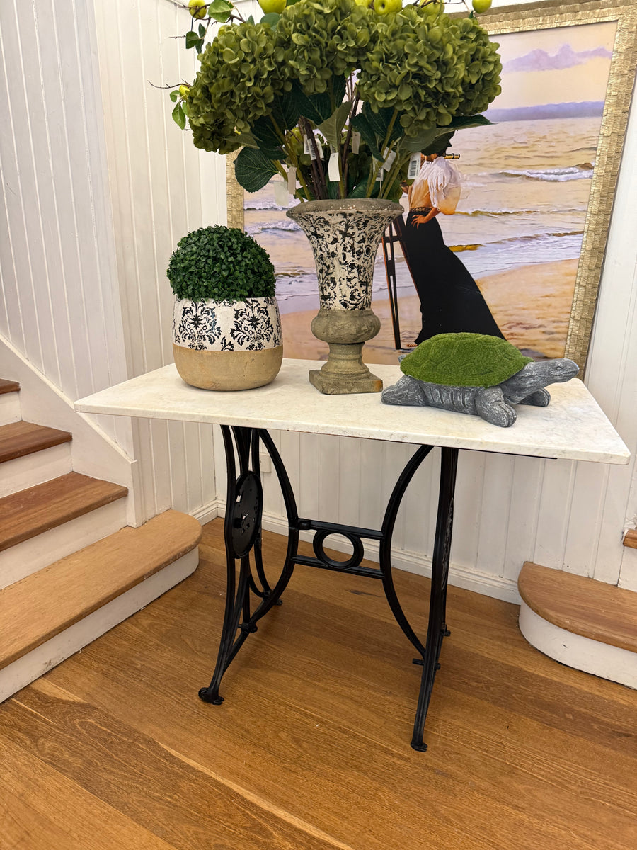 Vintage Cast Iron Base and Marble Table