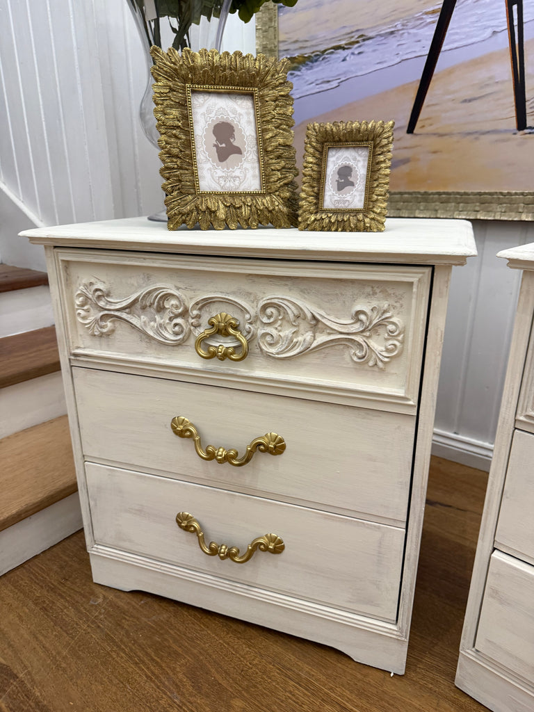 2 x Vintage French Provincial Style Bedside Tables