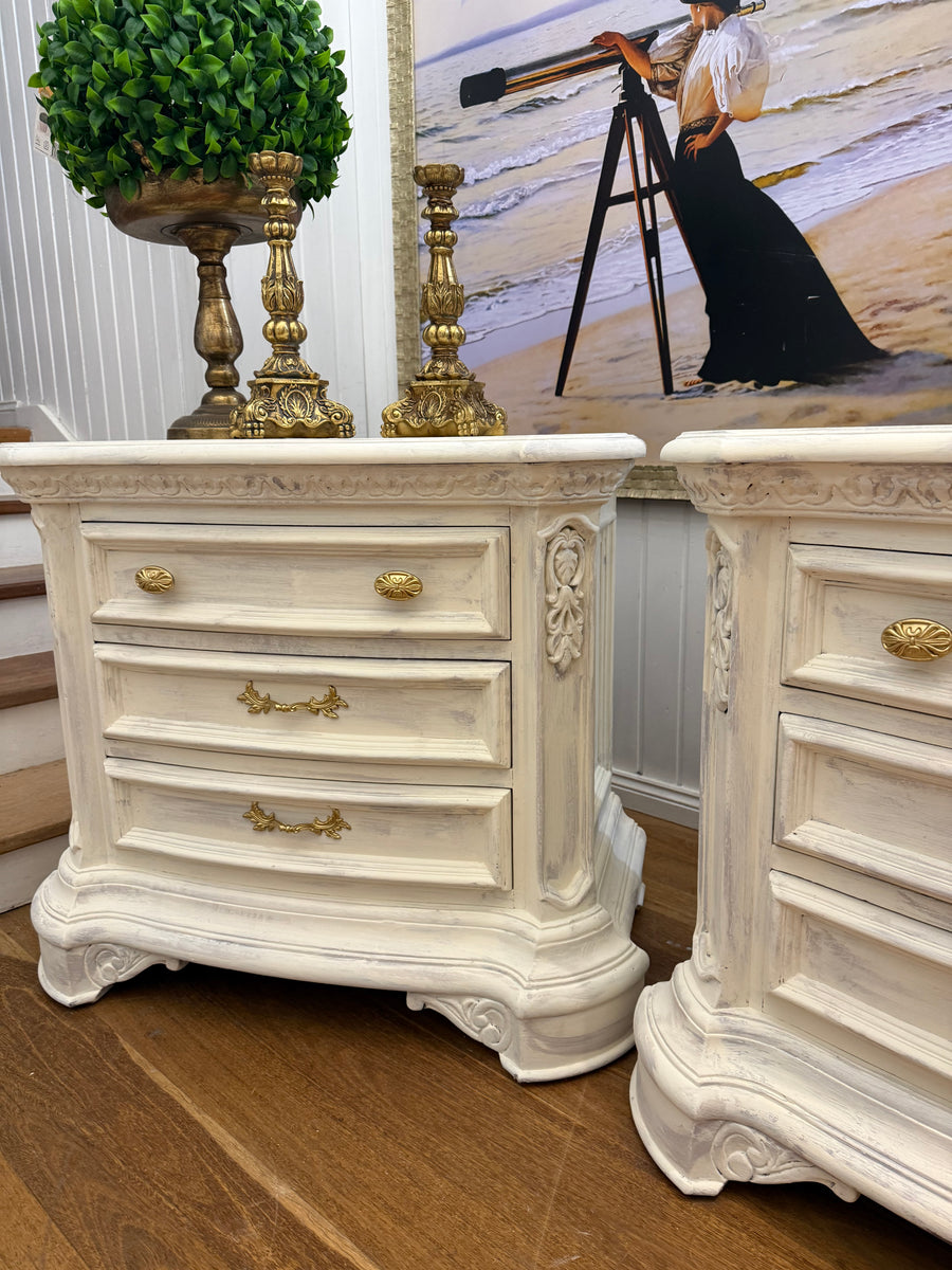 2 x Large French Provincial Style Bedside Tables
