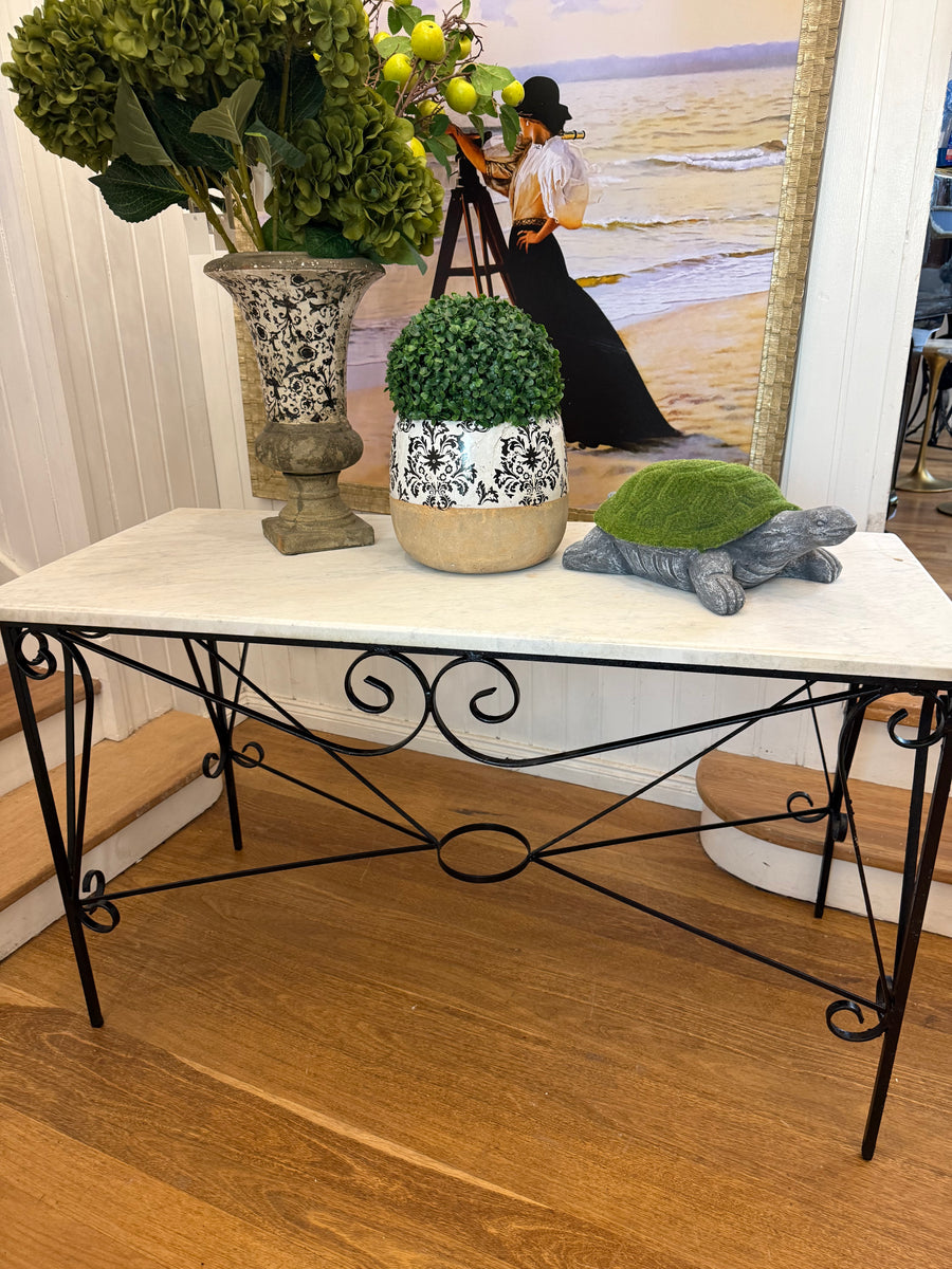 Vintage Cast Iron and Marble Table