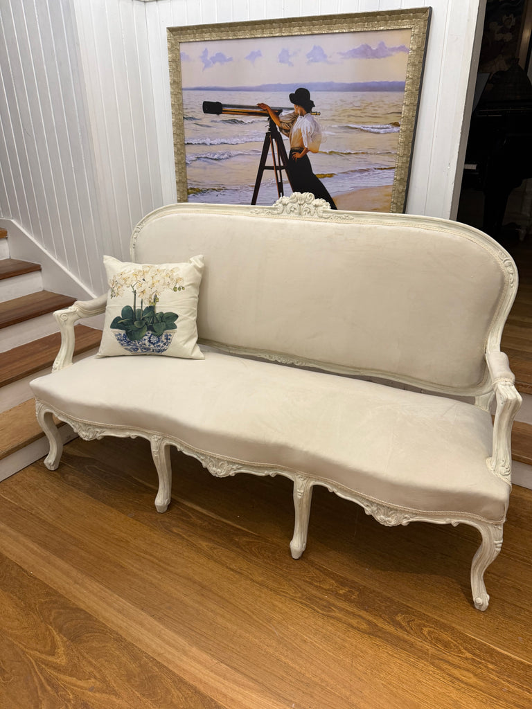 Reupholstered Vintage French Style Sofa Lounge