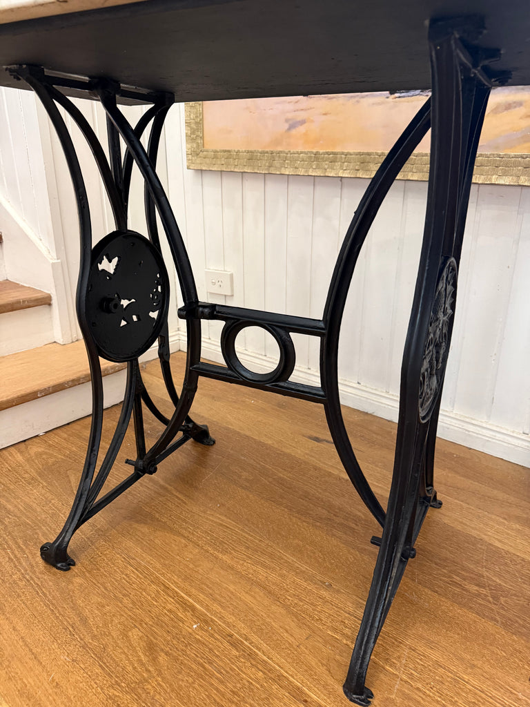 Vintage Cast Iron Base and Marble Table