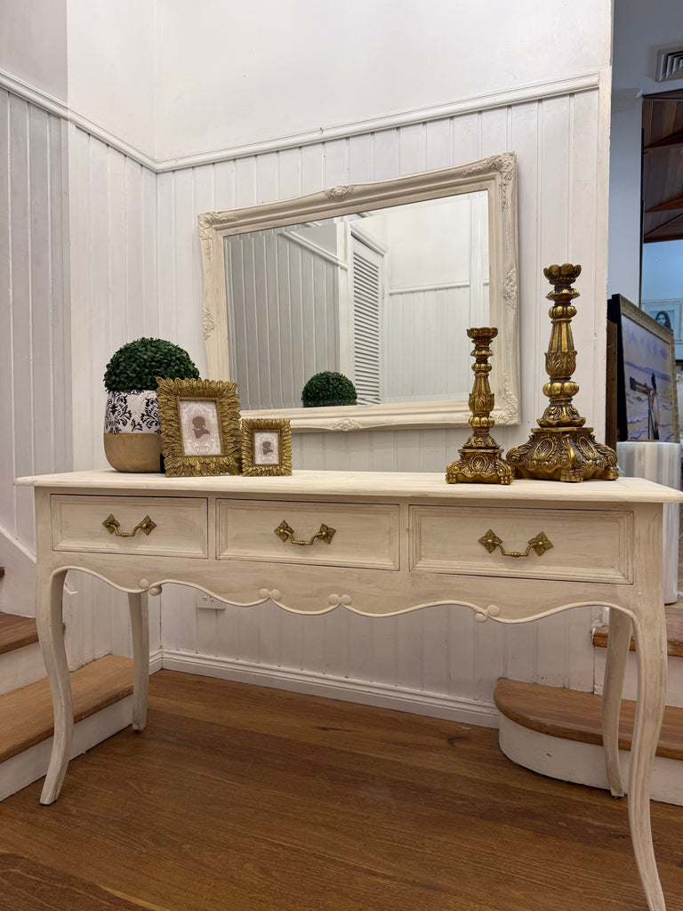 Solid Wood French Provincial Style Console Table and Mirror