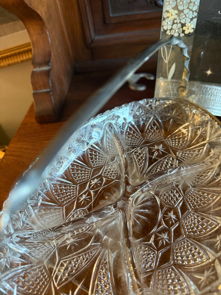 Vintage Mayell Queen Anne Silver Plated & Glass 4-Part Hors d’Oeuvre Dish – England c.1960s