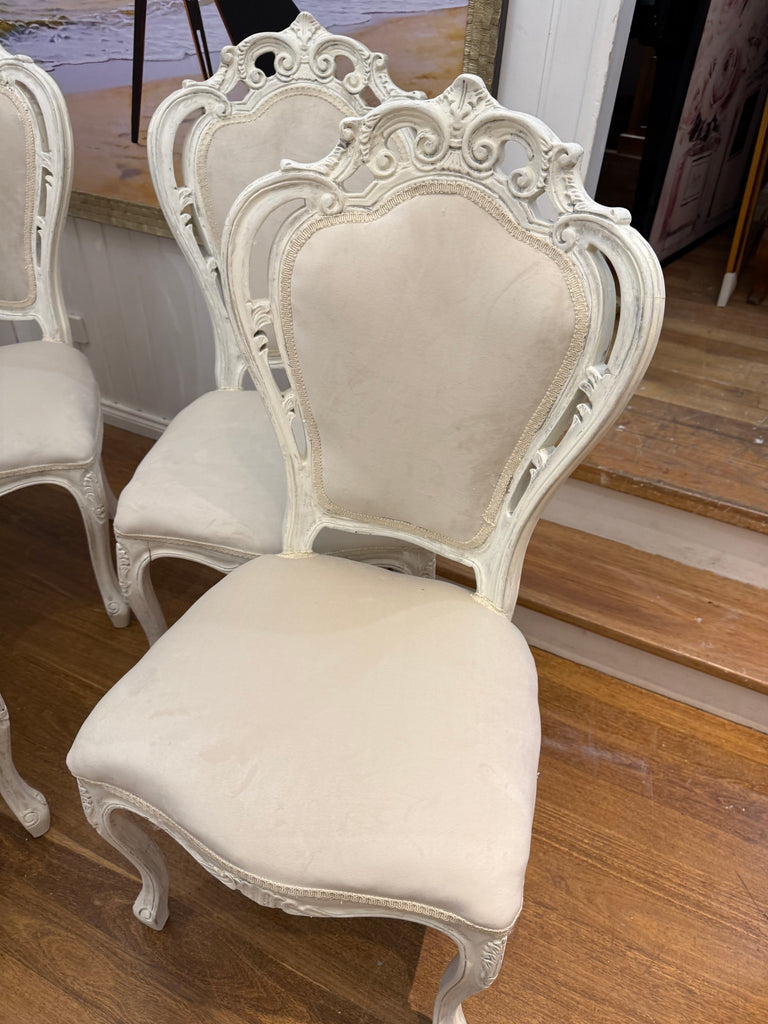 4 x Vintage Queen Anne French Provincial Dining Chairs