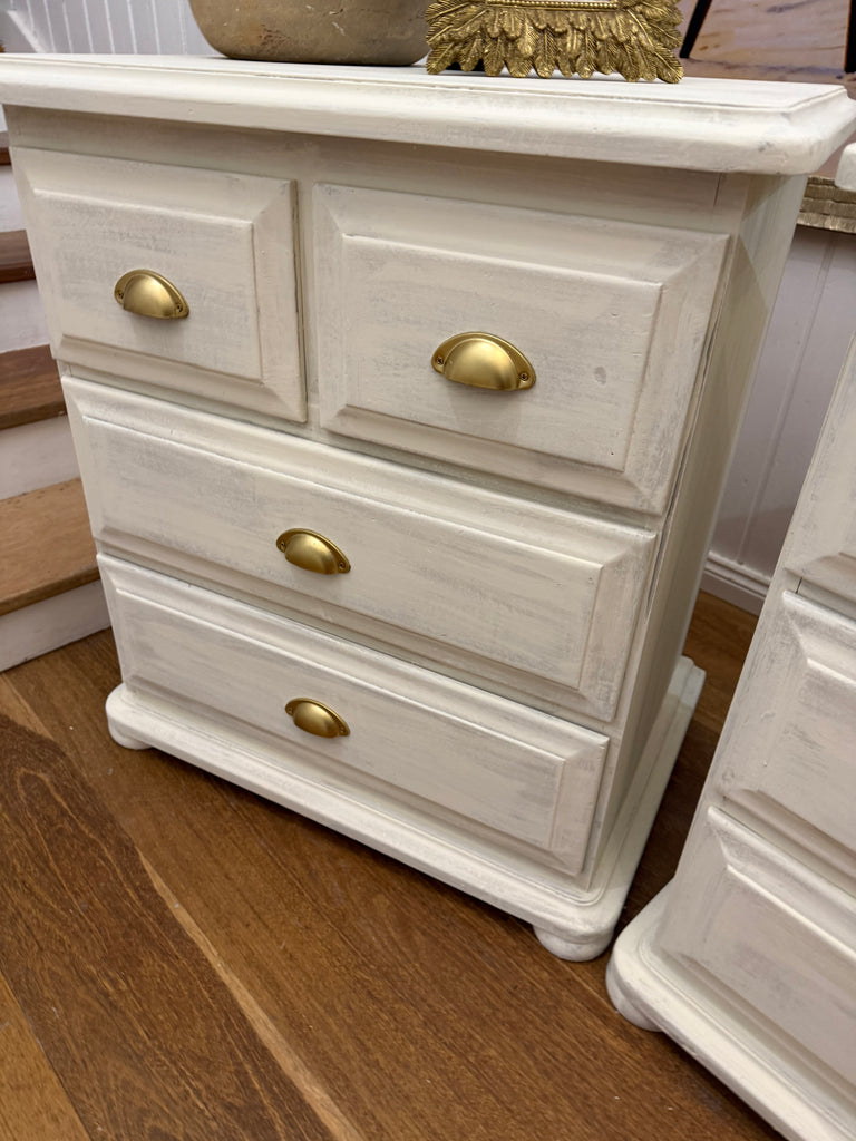 2 x Large Solid Wood Rustic Provincial Style Bedside Tables