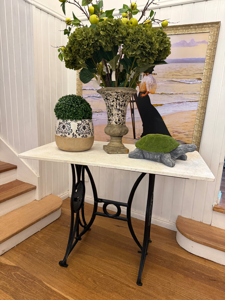 Vintage Cast Iron Base and Marble Table