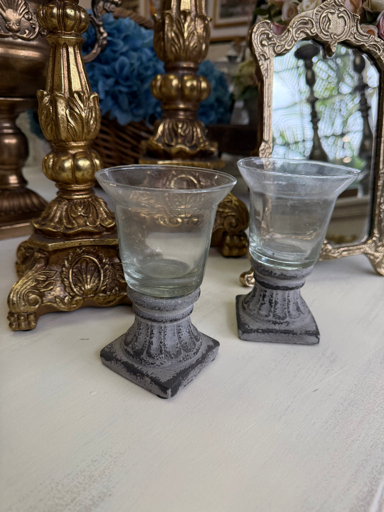 Pair of Rustic Tea Light Candle Holders