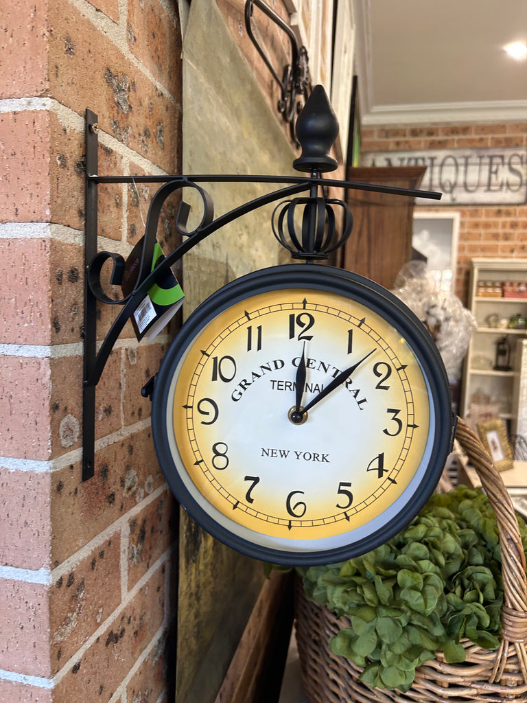 Double Sided Black Metal Wall Clock