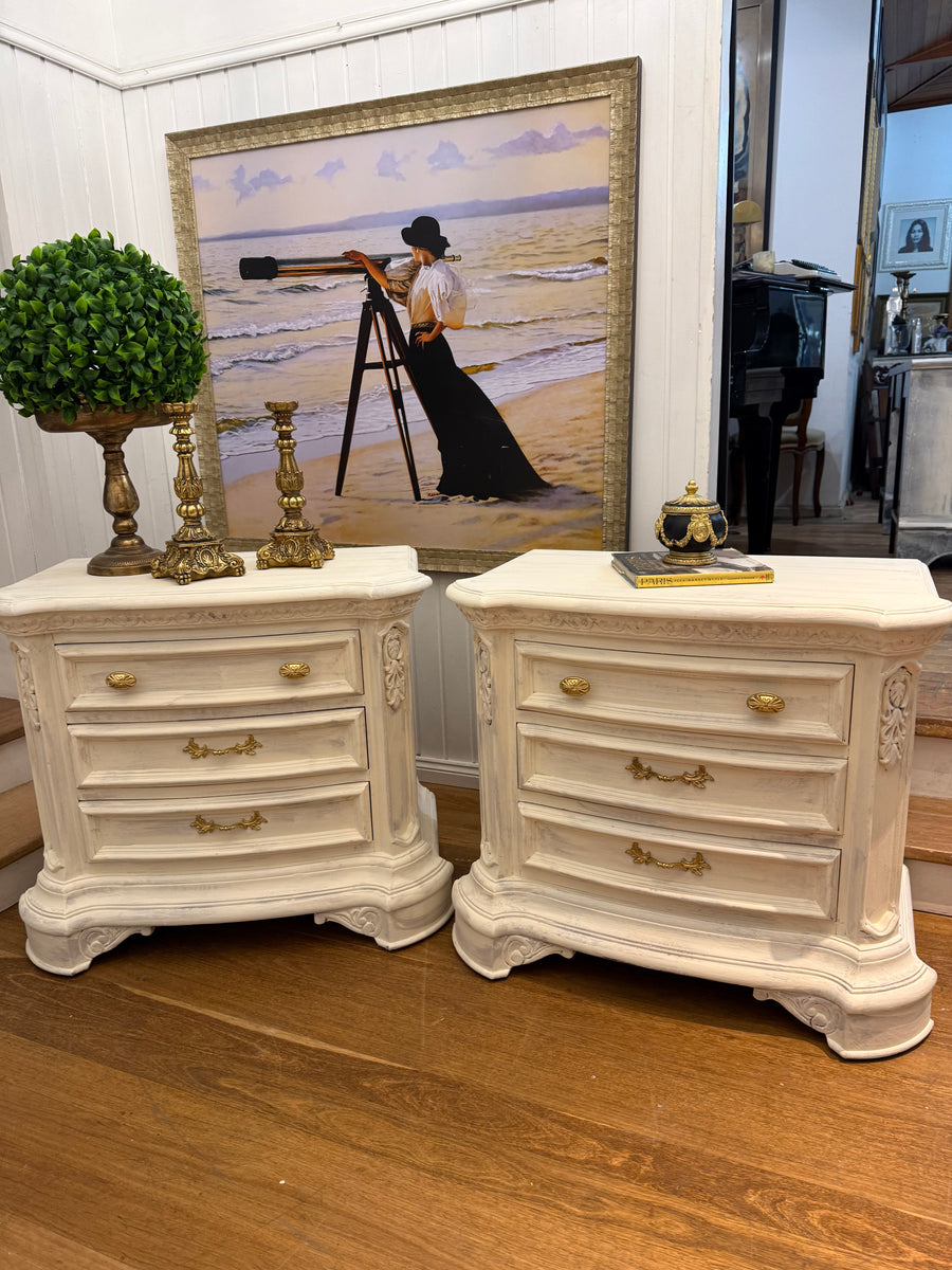 2 x Large French Provincial Style Bedside Tables