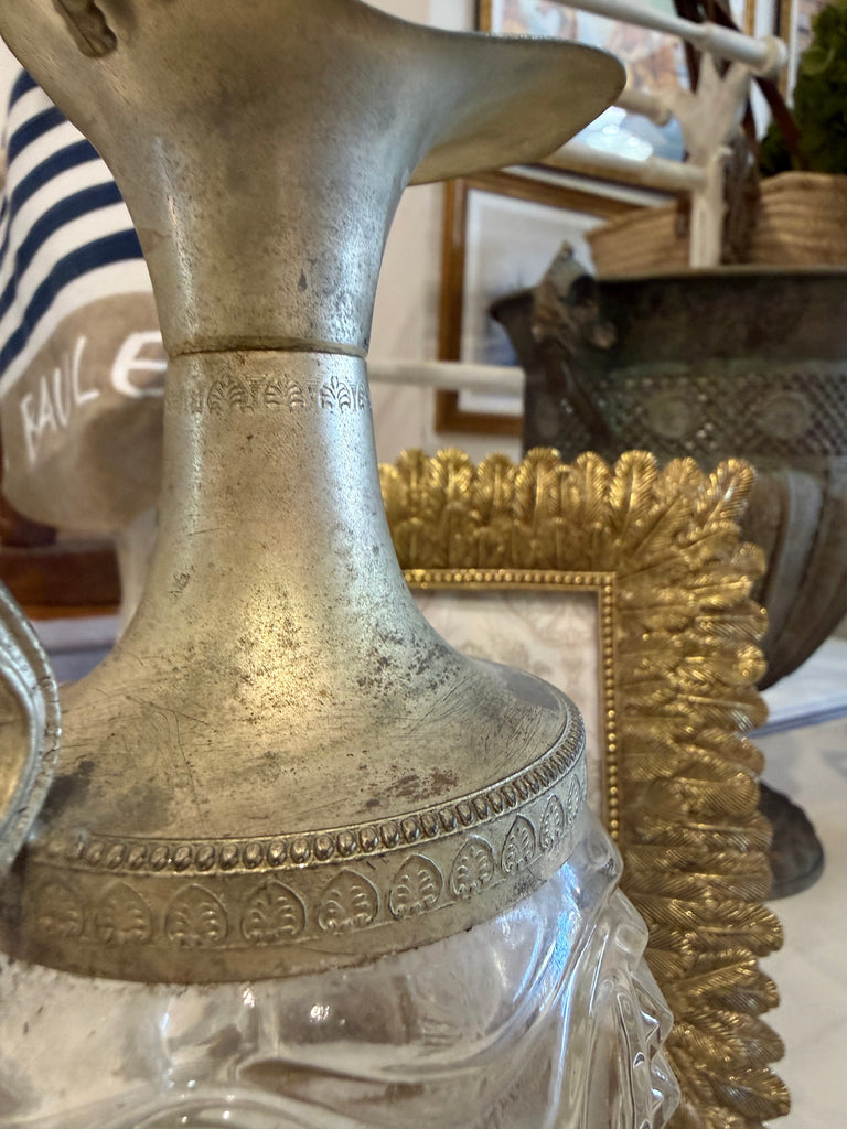 Vintage 1969 Luxardo Italian Silver Plate & Glass Liqueur Decanter with Original Stopper – Made in Italy