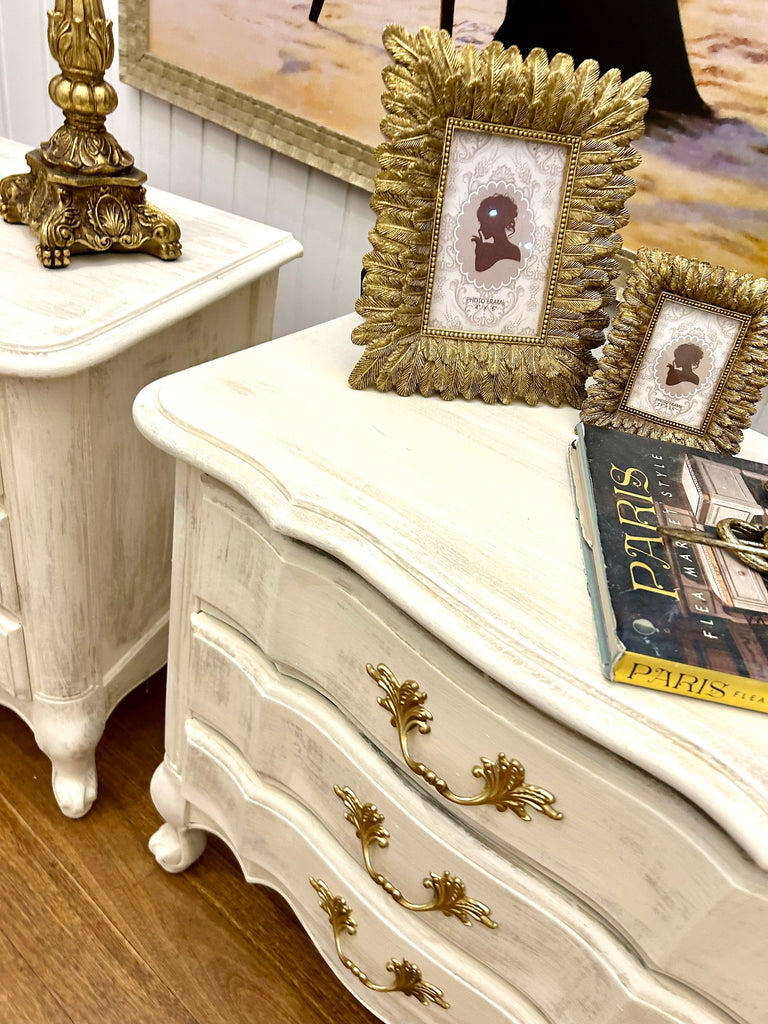 2 x Vintage Berryman French Provincial Style Bedside Tables