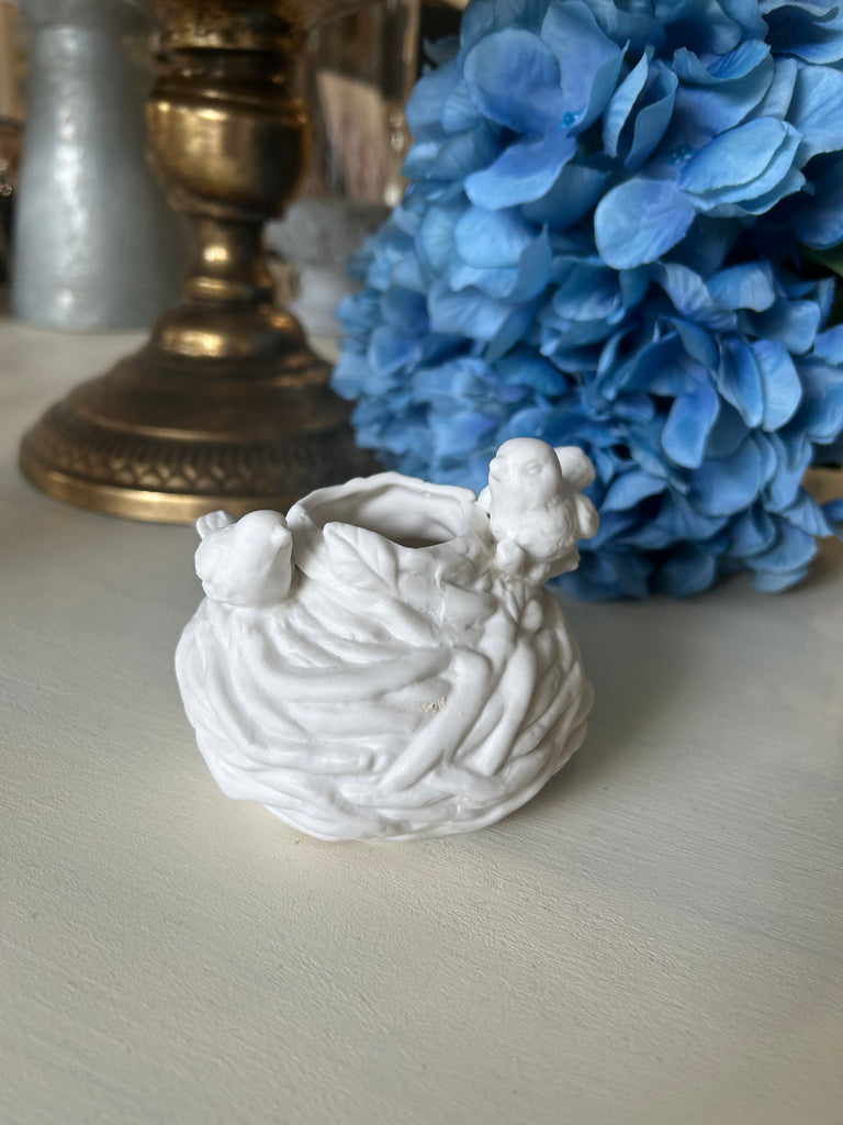 White Ceramic Bird Near candle holder
