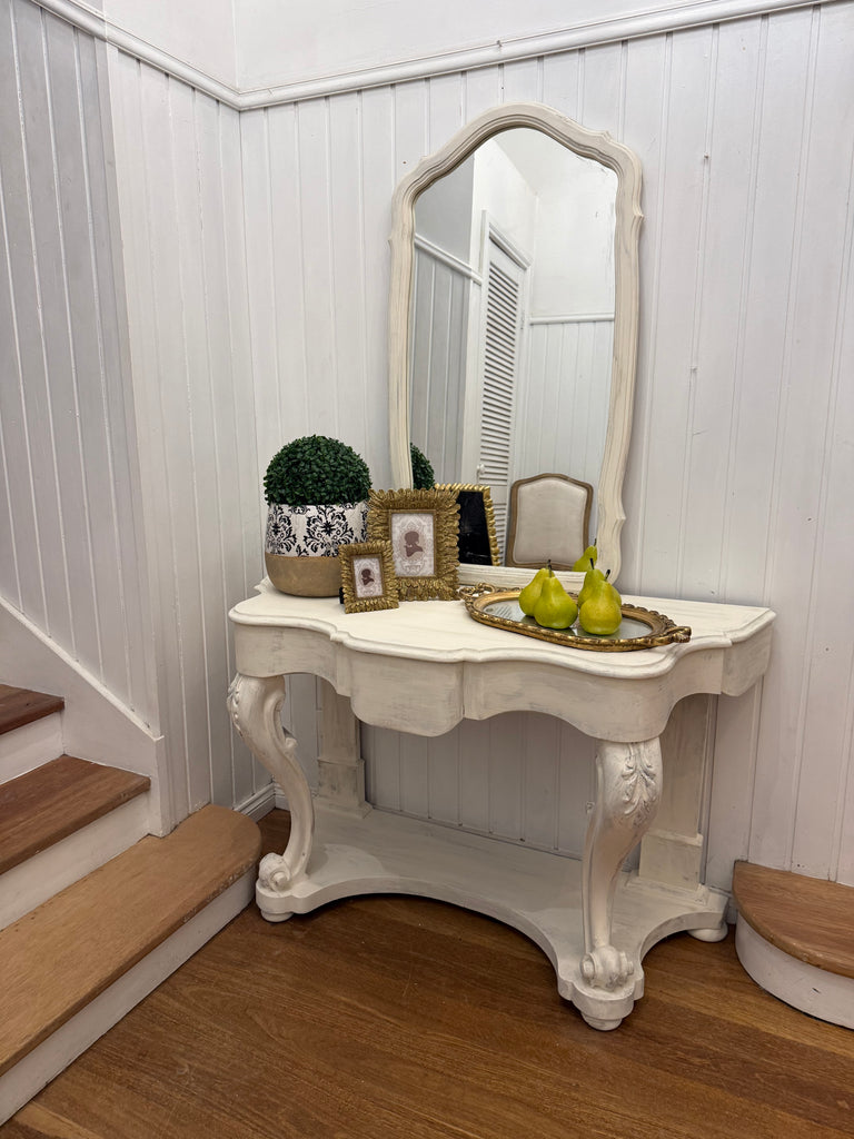 Vintage French Provincial Style Hall Table and Mirror