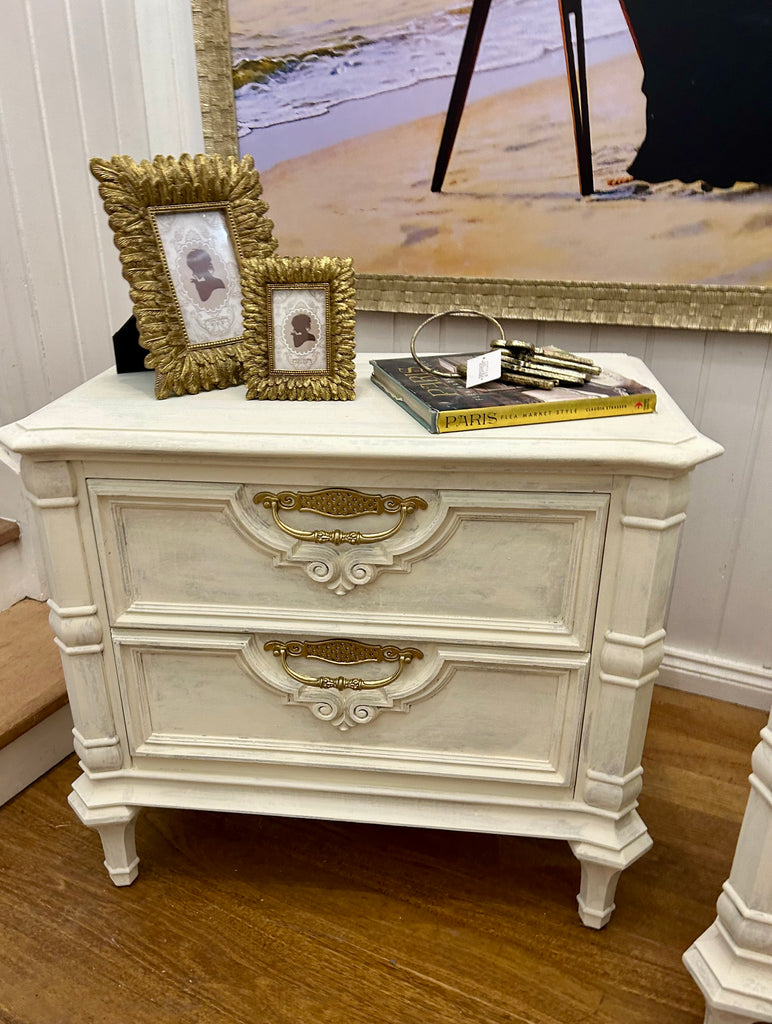 2 x Vintage Berryman French Provincial Style Bedside Tables