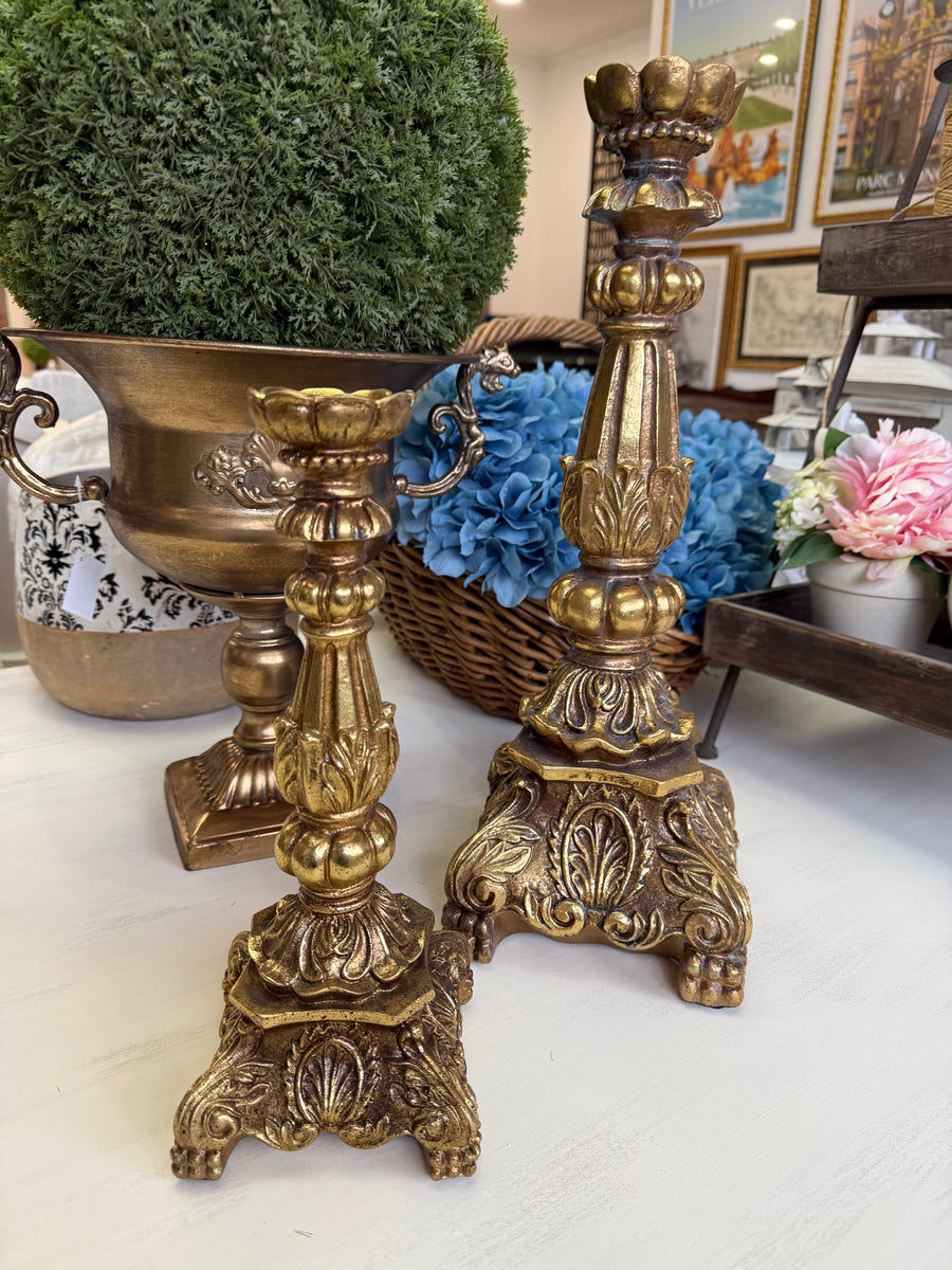Gold coloured Candle holder 2 Sizes Available