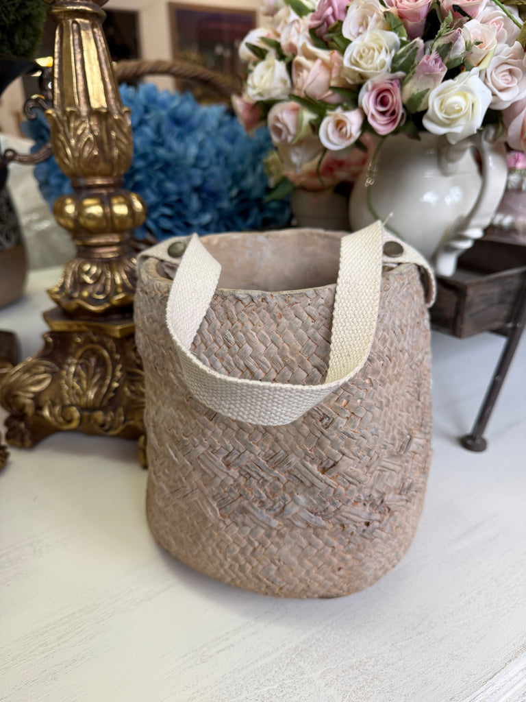 Weaved Basket Look Ceramic Pot