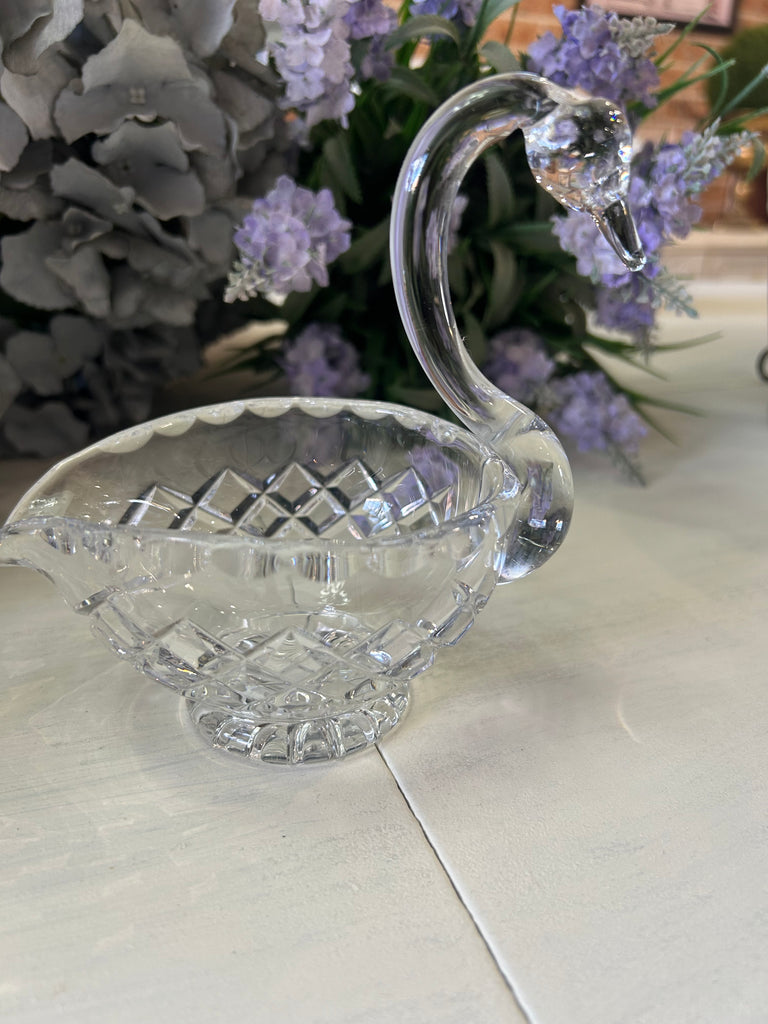 Small vintage glass Swan gravy boat