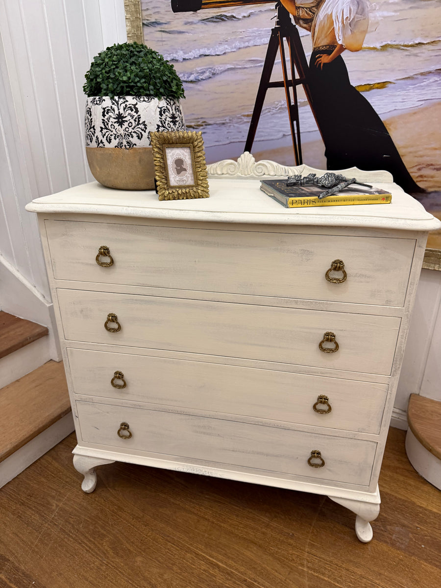 Small Vintage Queen Anne French Provincial Style Tallboy