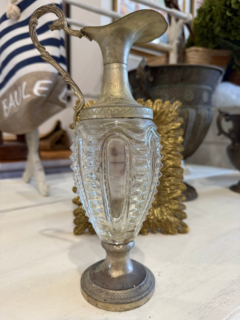 Vintage 1969 Luxardo Italian Silver Plate & Glass Liqueur Decanter with Original Stopper – Made in Italy