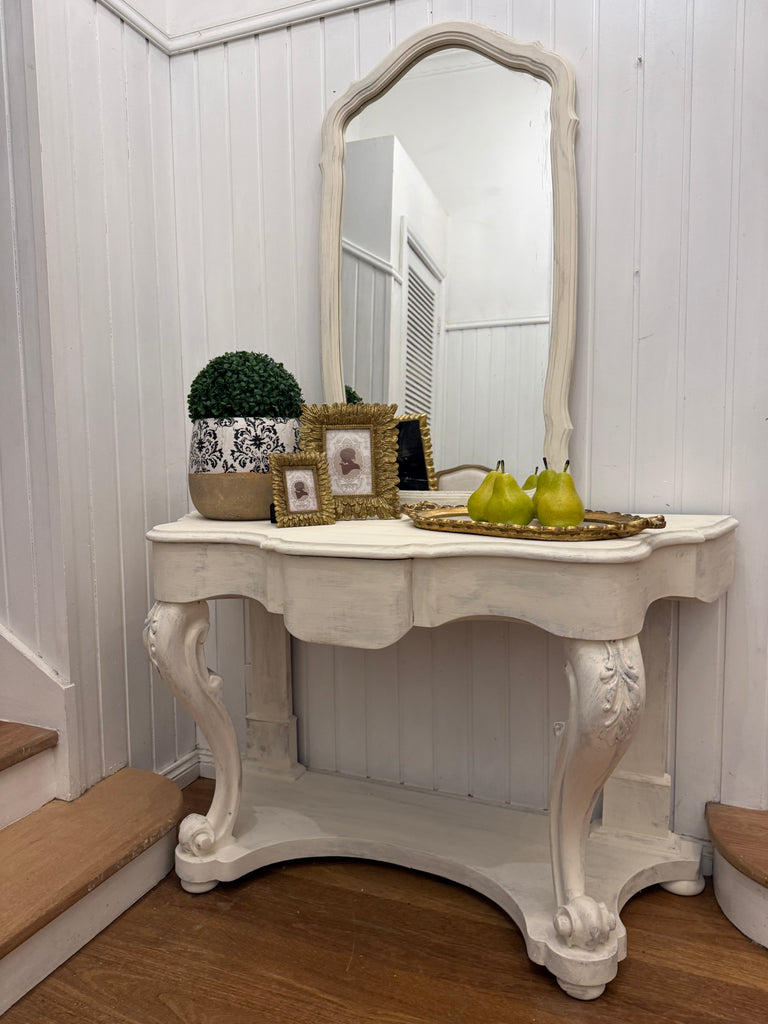 Vintage French Provincial Style Hall Table and Mirror
