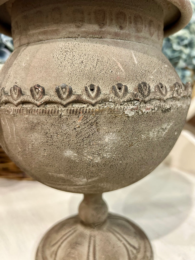 Rustic look metal urn