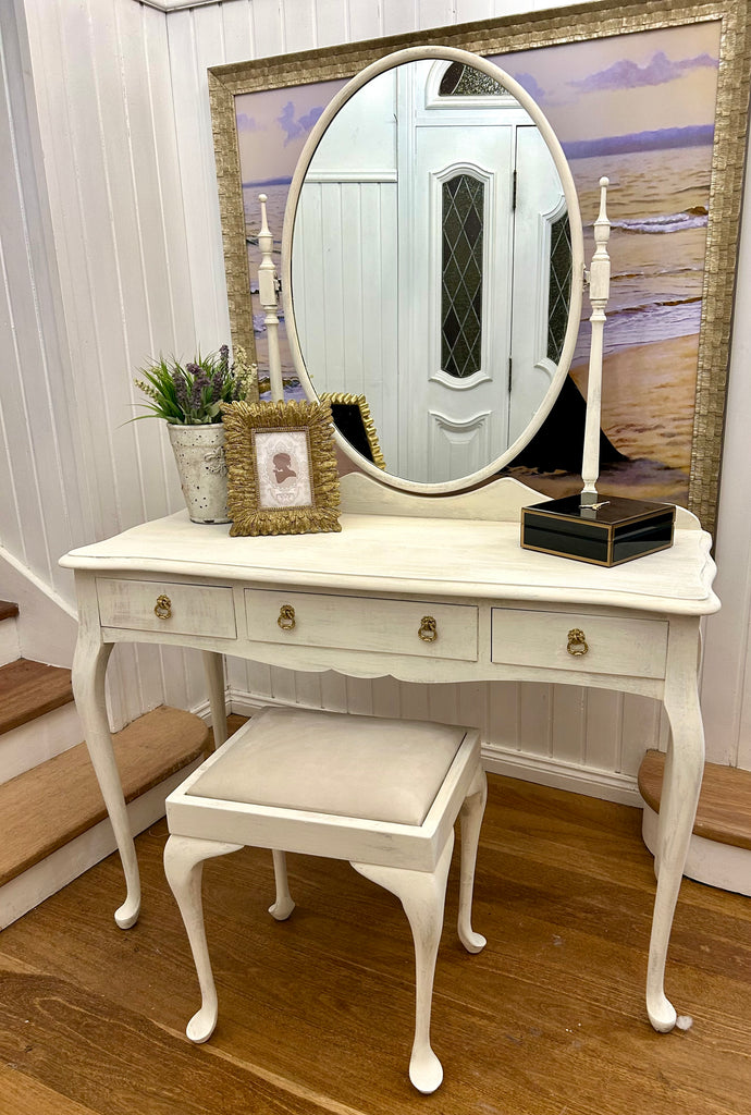 Vintage Queen Anne Dressing Table and Stool