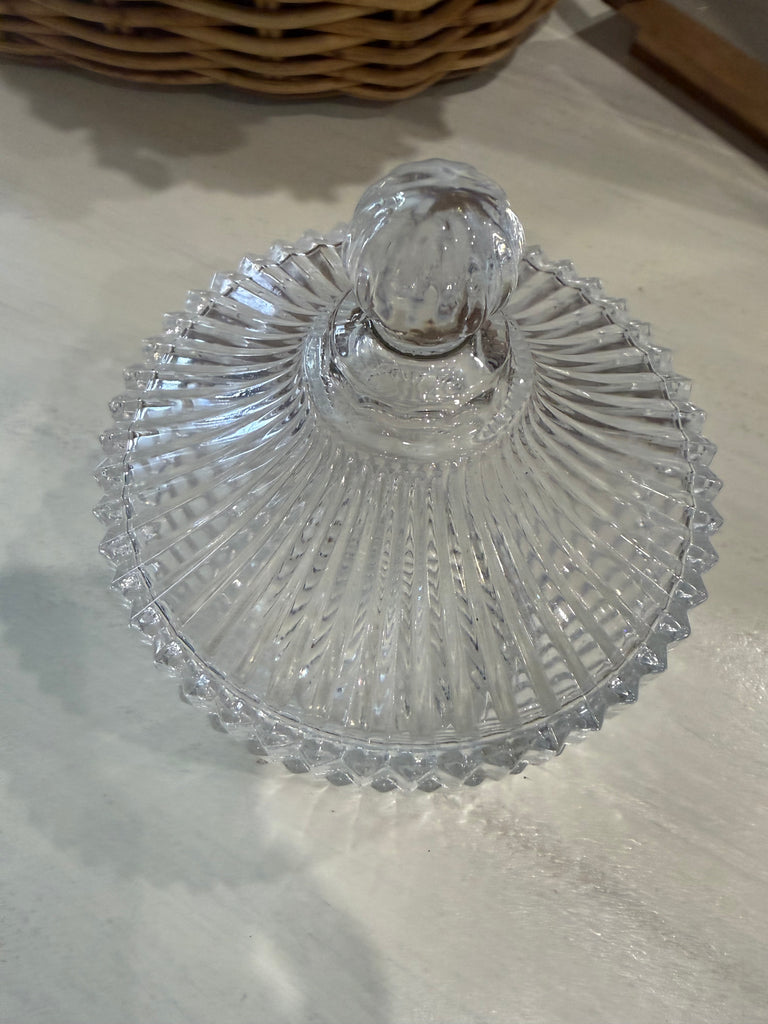 Ribbed Glass Trinket Bowl with Lid