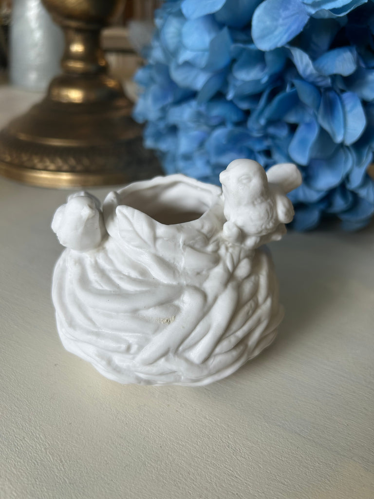 White Ceramic Bird Near candle holder