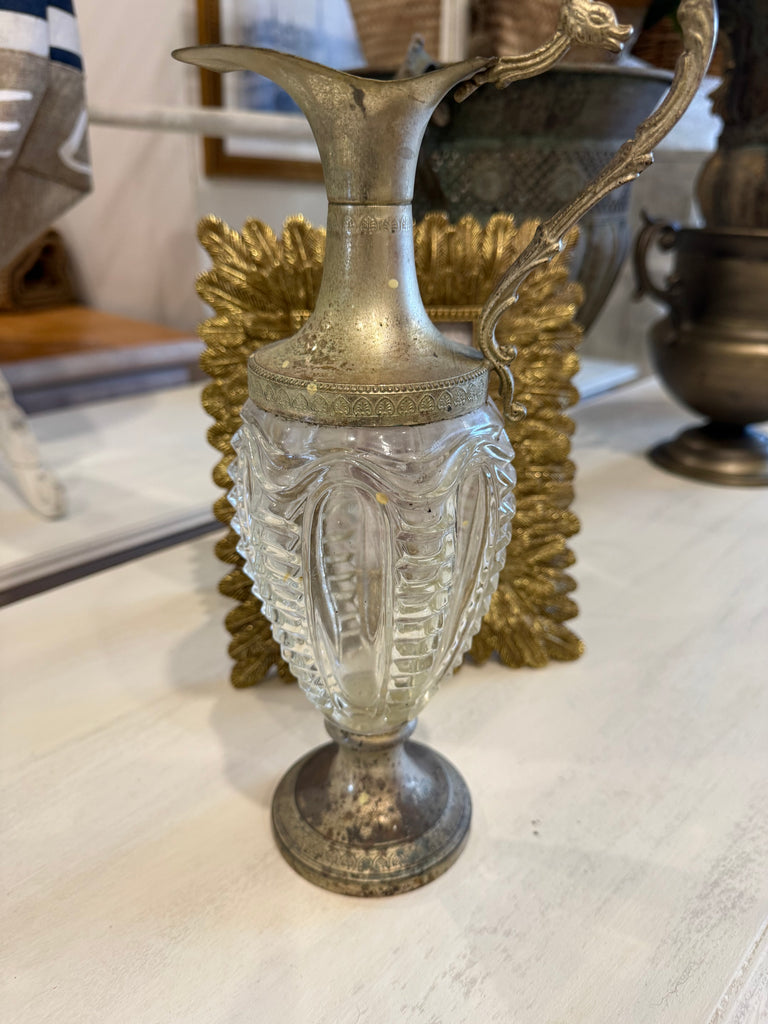 Vintage 1969 Luxardo Italian Silver Plate & Glass Liqueur Decanter with Original Stopper – Made in Italy