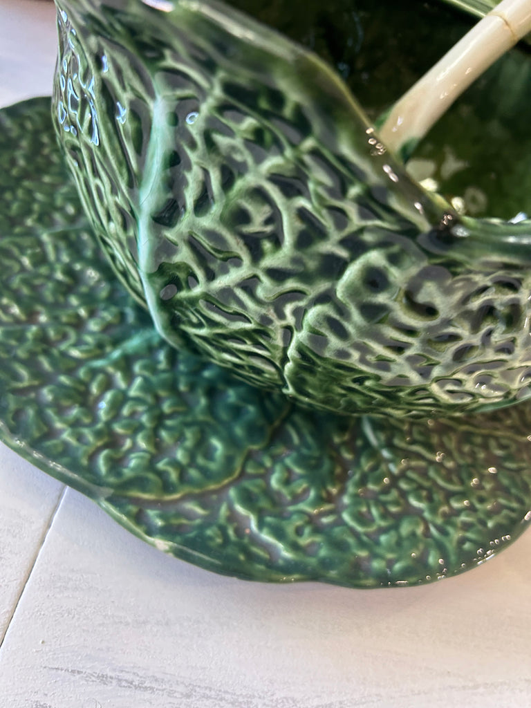 Vintage Green Cabbage Soup Tureen Bowl