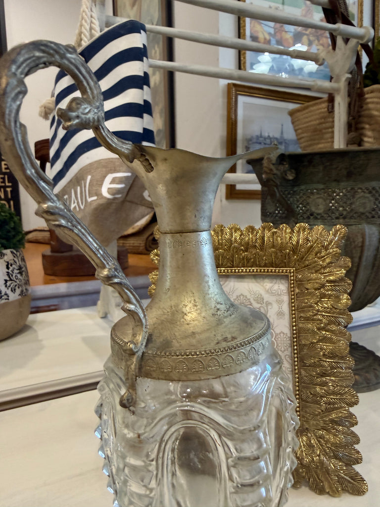 Vintage 1969 Luxardo Italian Silver Plate & Glass Liqueur Decanter with Original Stopper – Made in Italy