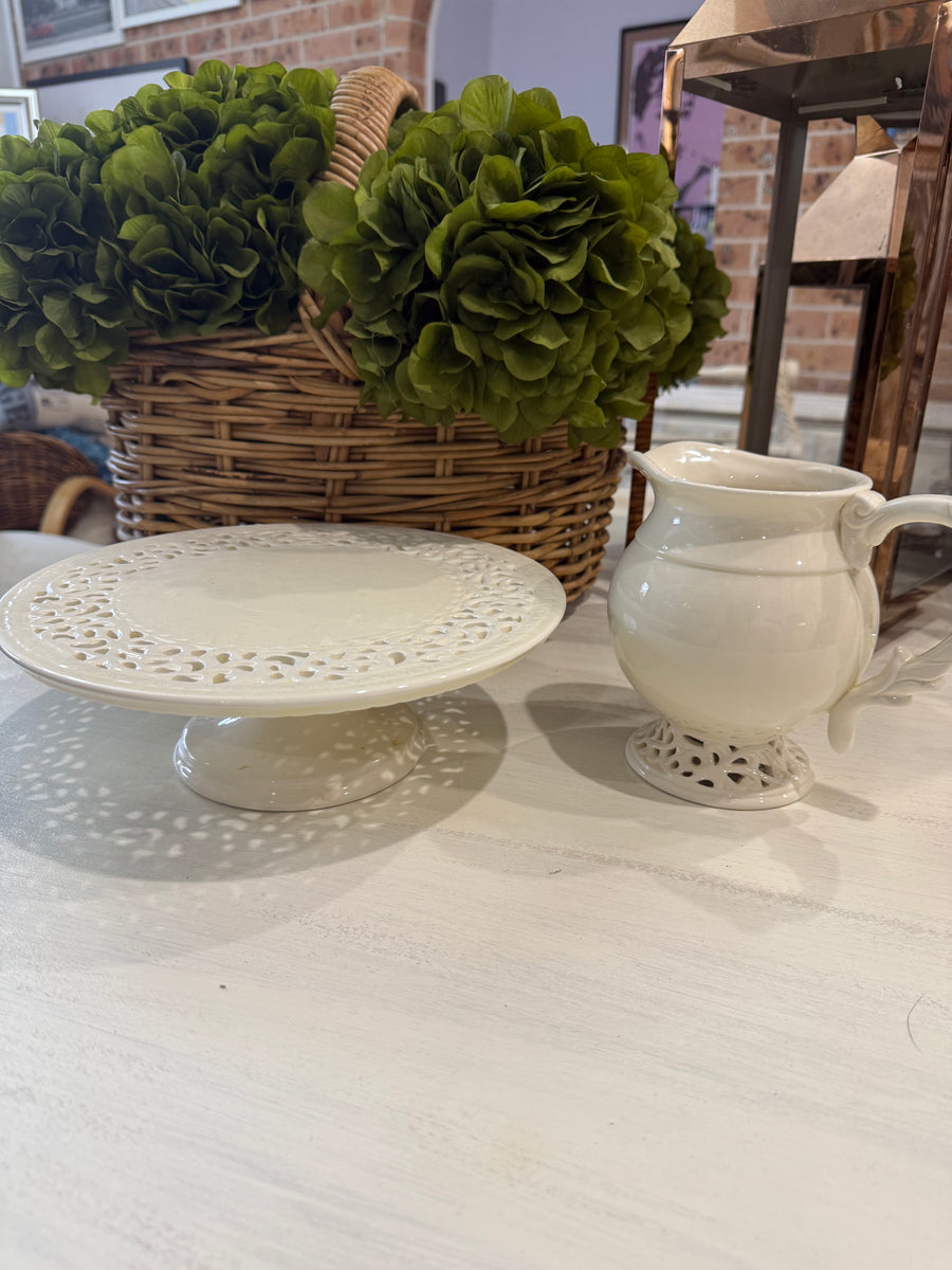 Chantilly Style Cake Stand and Jug