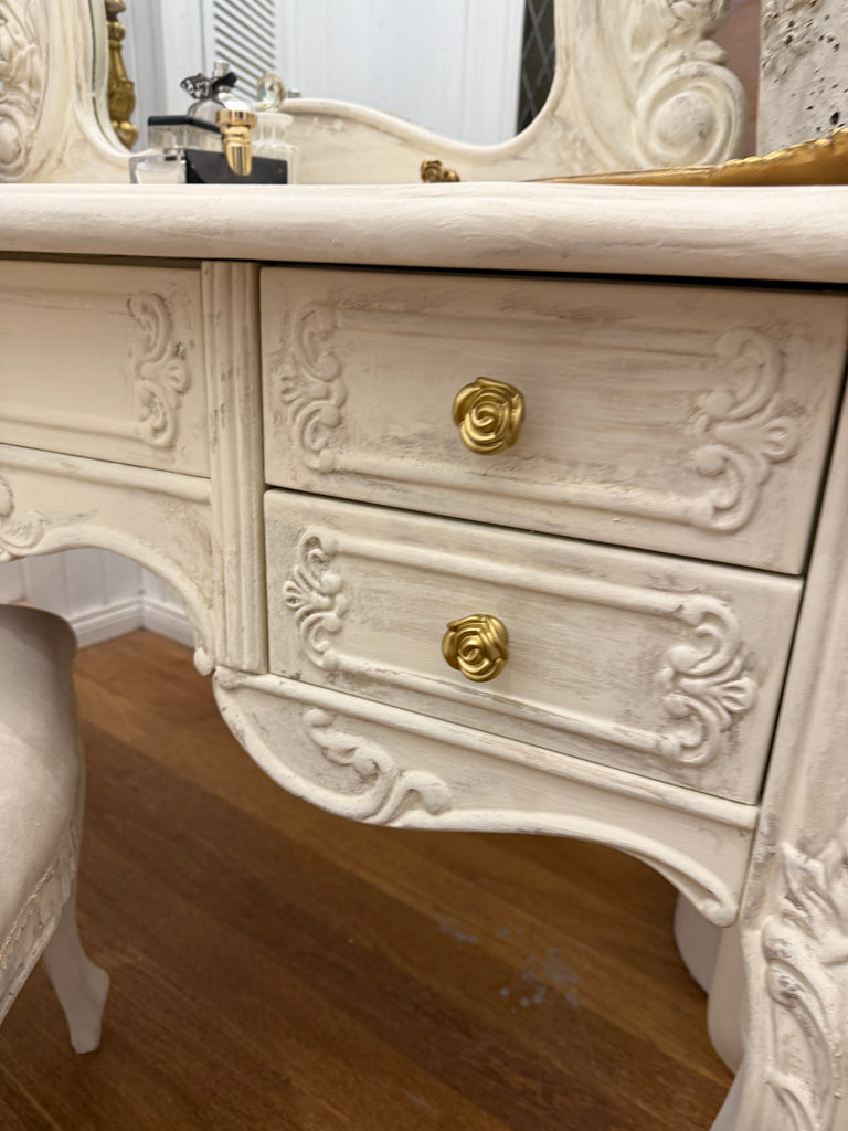 French Provincial Style Dressing Table and Chair