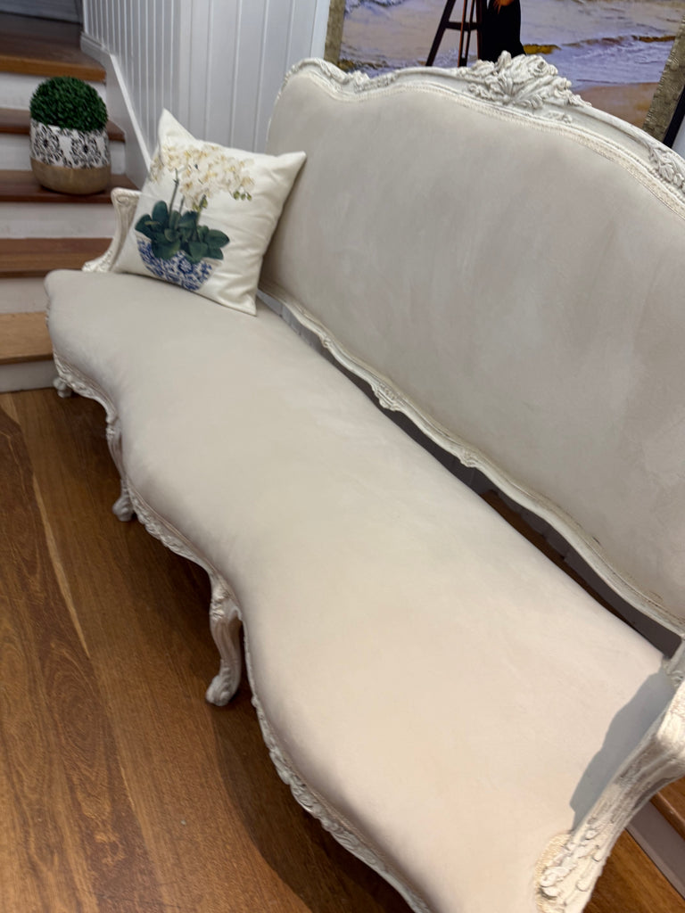 Vintage Reupholstered French Provincial Style 3 Seater Sofa