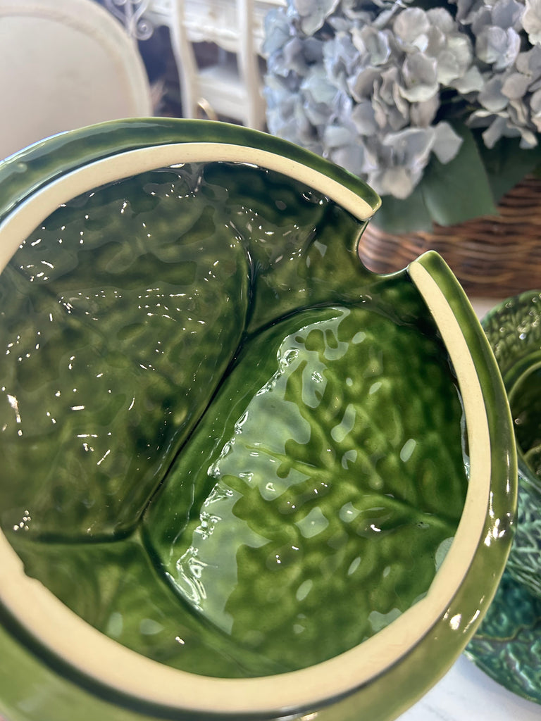 Vintage Green Cabbage Soup Tureen Bowl