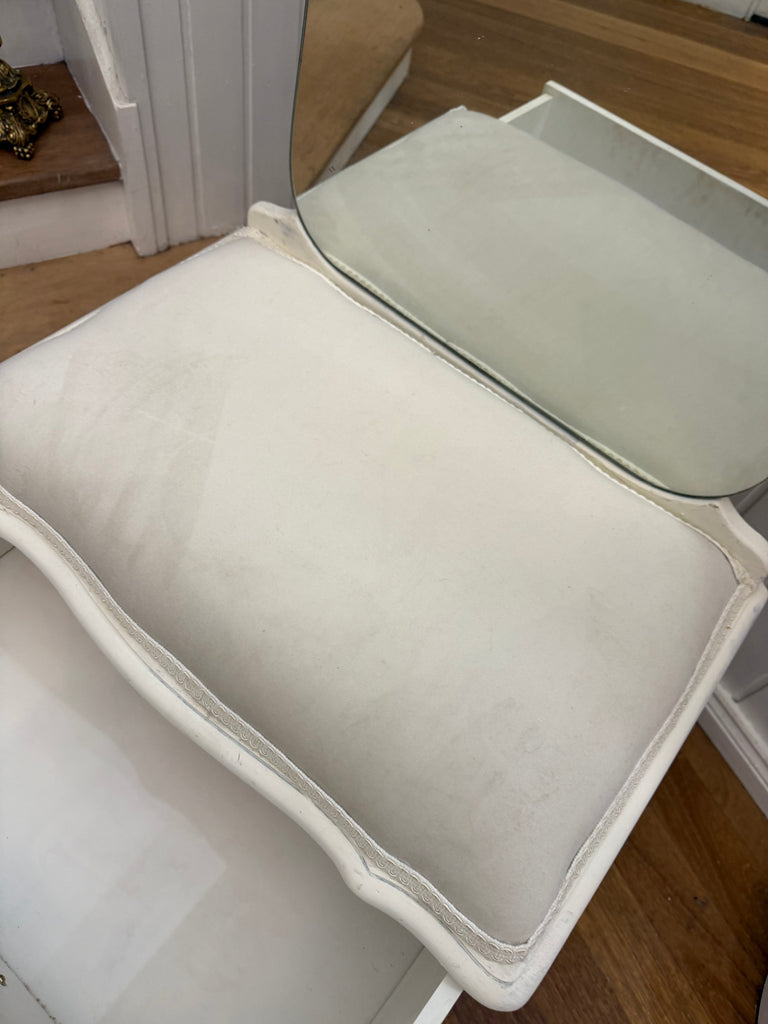 Small Vintage French Provincial Style Bench Seat and Mirror
