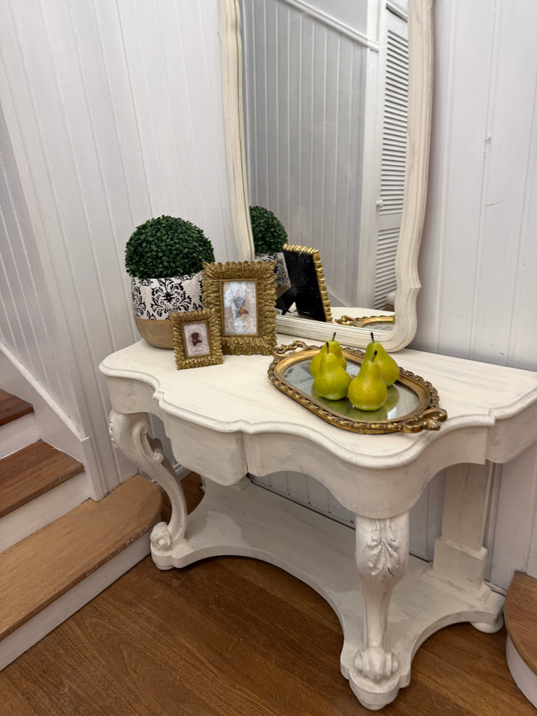 Vintage French Provincial Style Hall Table and Mirror