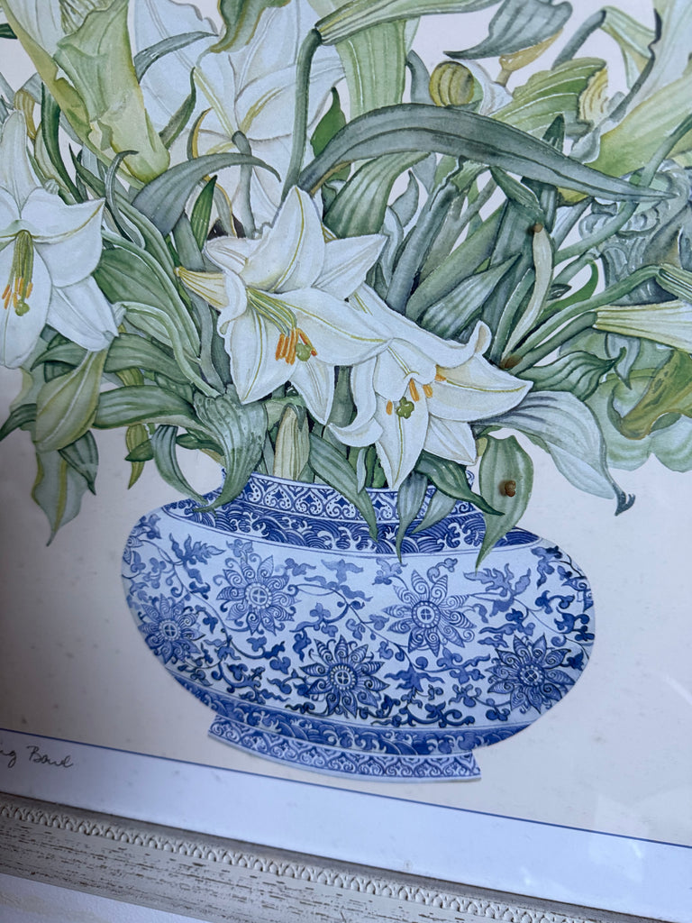 Framed Lilies in Ming Bowl Print