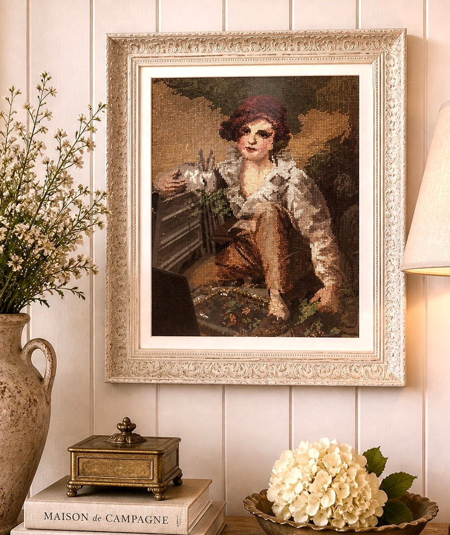 Framed Vintage Tapestry Boy