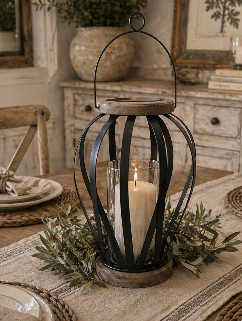 Rustic Wood Metal Hurricane