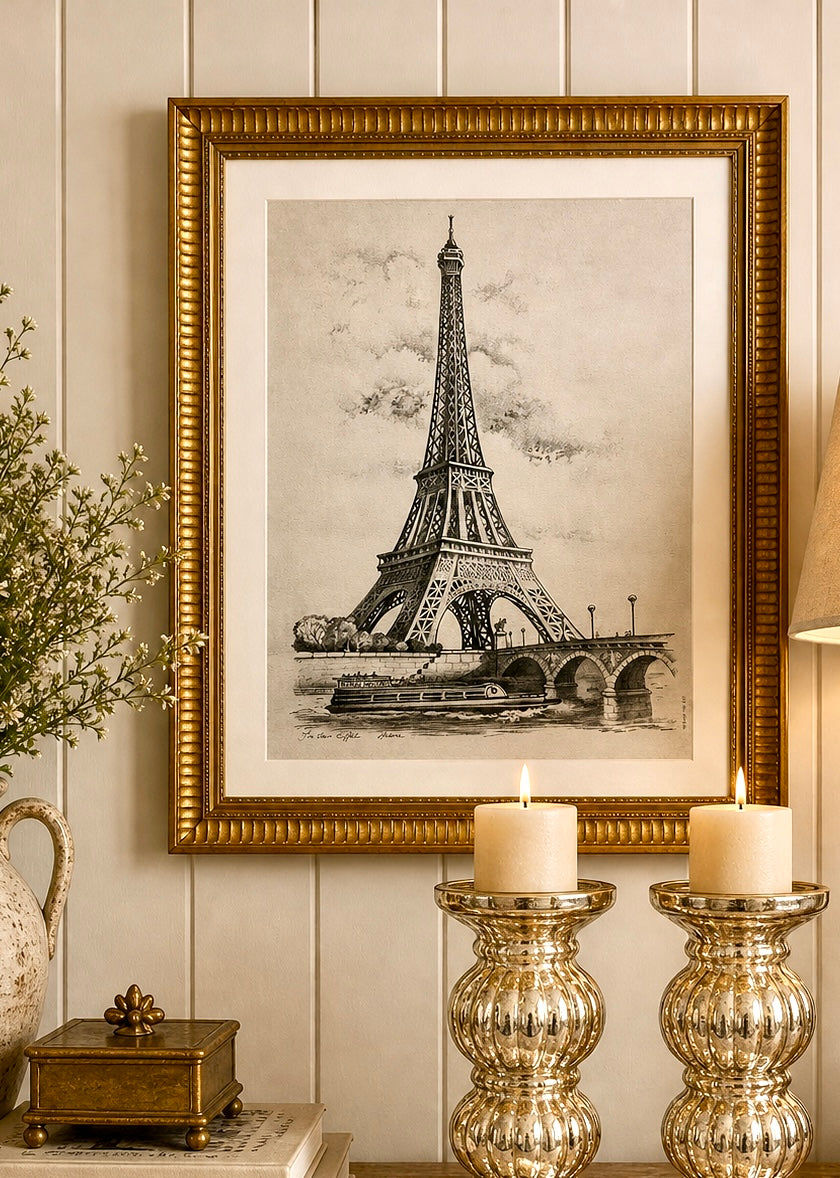Framed Eiffel Tower Sketch Print