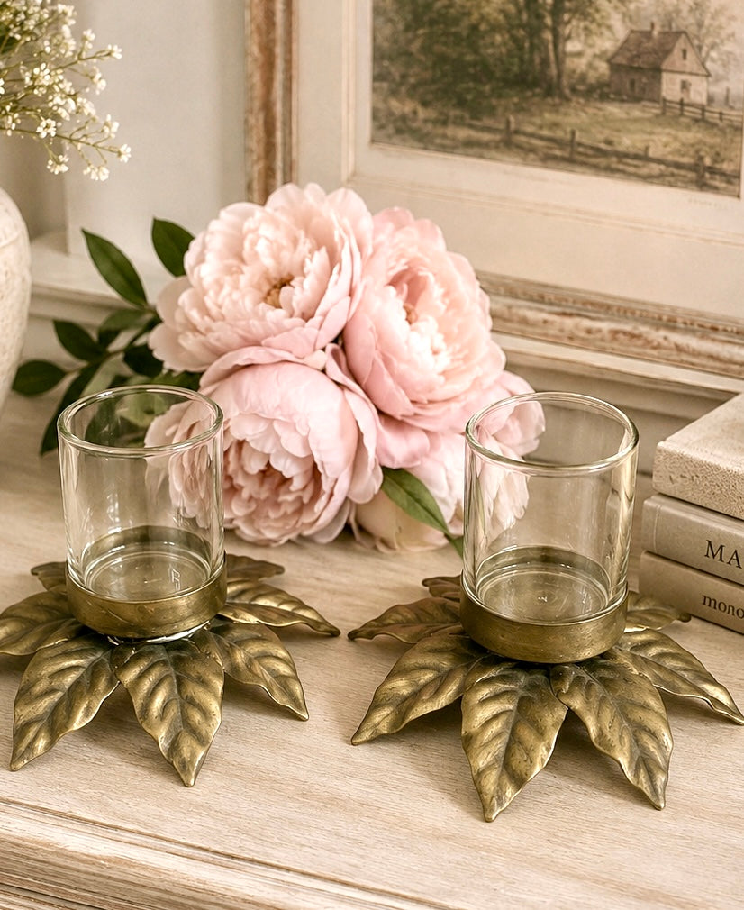 Brass Leaf Tea Light Holder